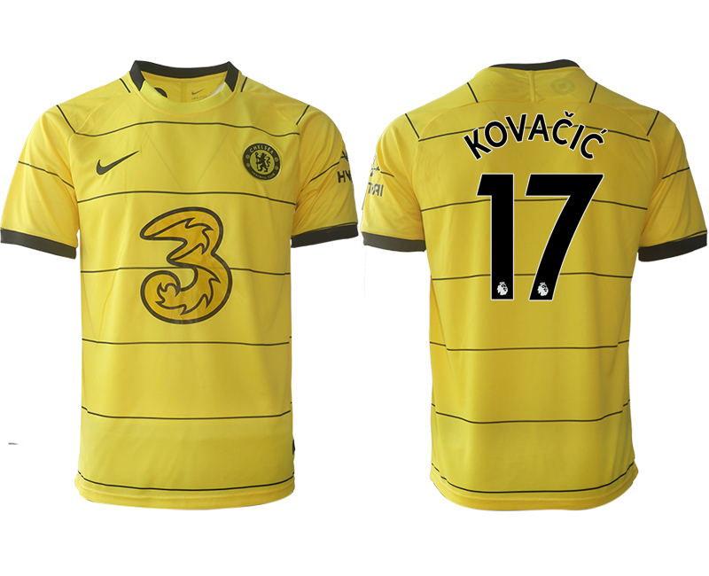 Men 2021-2022 Club Chelsea away aaa version yellow #17 Soccer Jersey